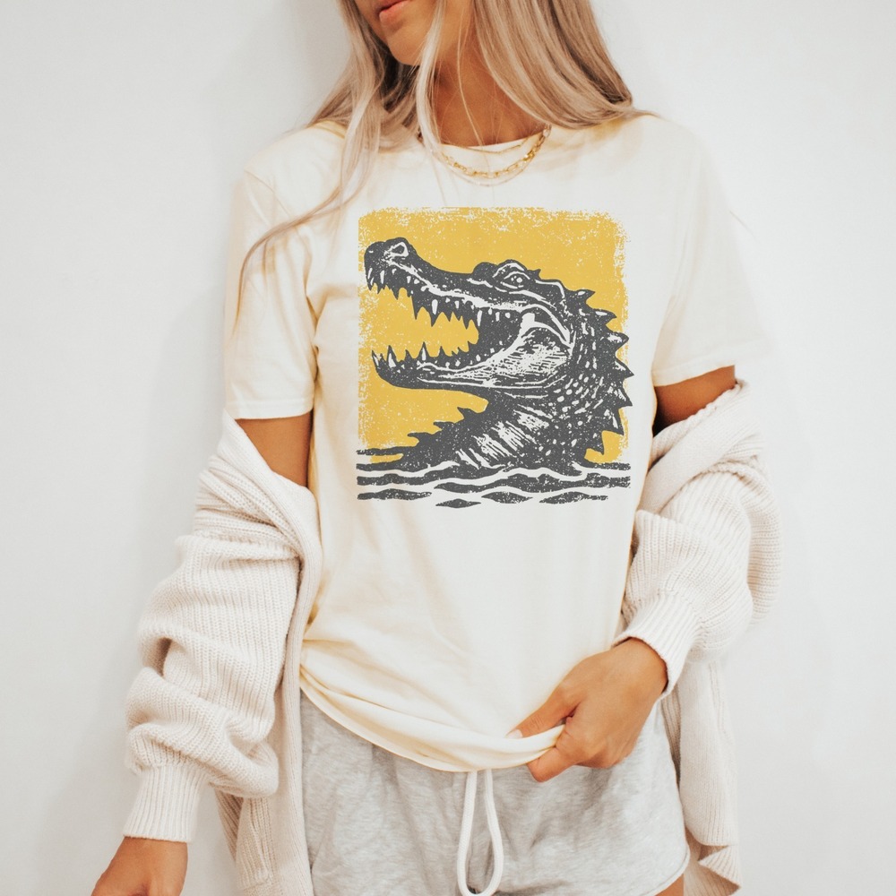 Aggressive Reptile Grunge Graphic Tee Distressed Monster Design